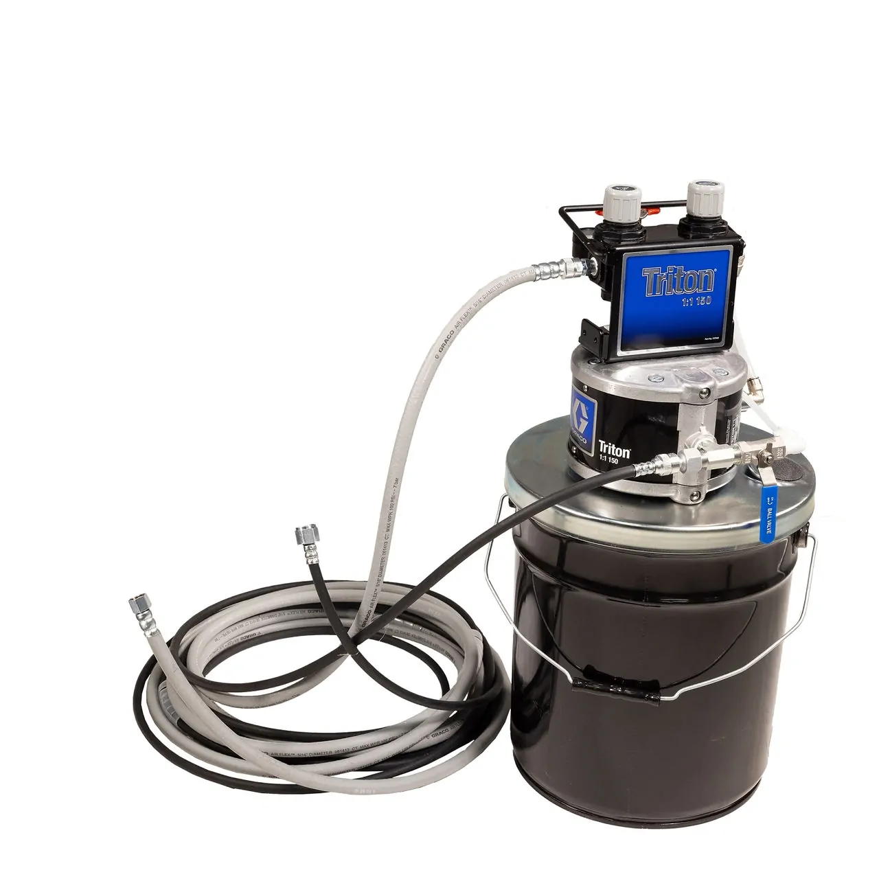 Triton aluminum pump package, bucket mount with suction hose. Does not include the applicator.